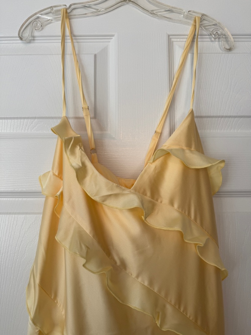 Show Me Your MuMu Pale Yellow Ruffle Satin Maxi Dress - Picture 6 of 9